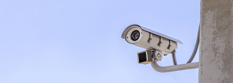 CCTV cameras installed outside the building safety protection concept. CCTV cameras