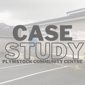 PCC Case Study An image of the front of Plymstock Community Centre. with the words CASE STUDY overlaid.