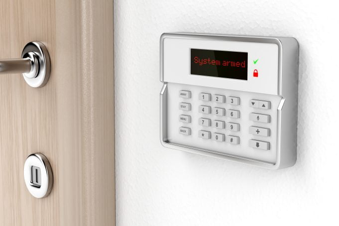 Alarm control panel on the wall
