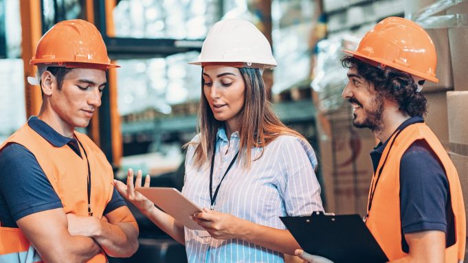health and safety officers reviewing onsite procedures